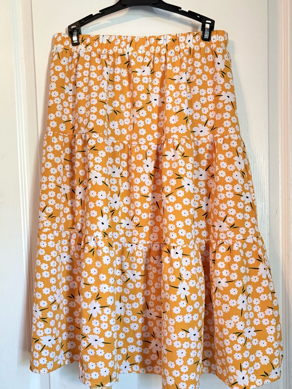 Floral Tiered Midi Skirt - Yellow Floral